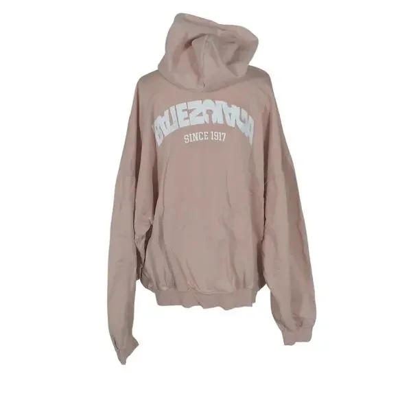 Balenciaga Oversized Pink Printed Cotton Jersey Hoodie Size L - Picture 3 of 5